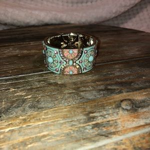 Mint and Peach metal and gemstone bracelet